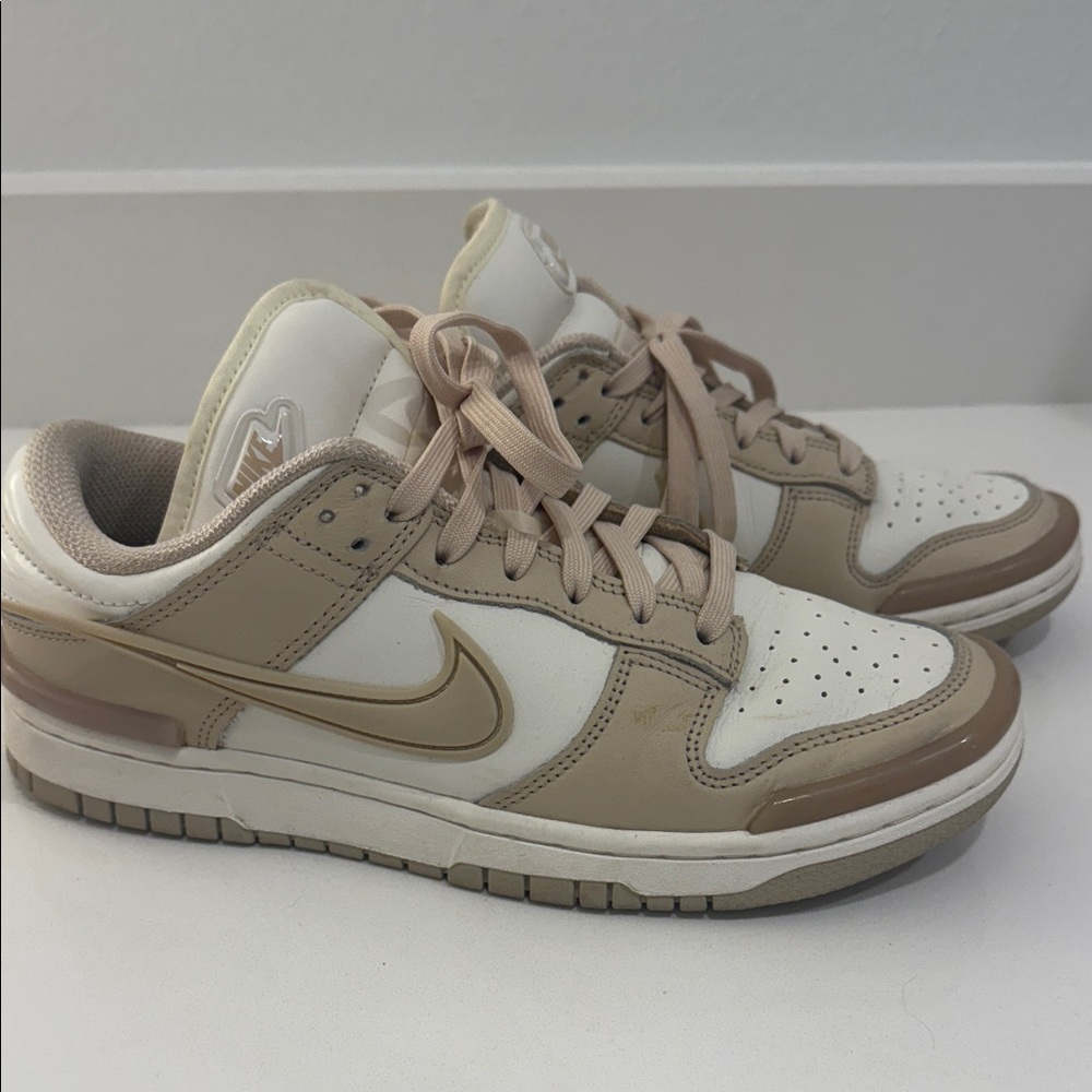 Nike women’s dunk low - Tan and White Sneakers. Great condition